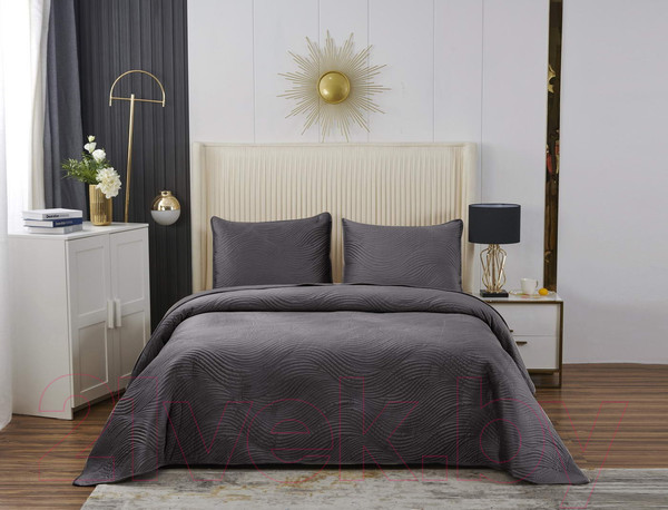 Изображение товара Набор текстиля для спальни Sofi de Marko Жизель 240х260 / Пок-ЖЛ9-240х260 (антрацит)