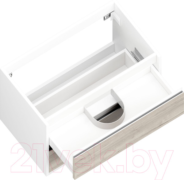 Изображение товара Тумба под умывальник ЗОВ Парма 80 / P80LWP0MWHMC1A-LDSPW (белый/белый галифакс)