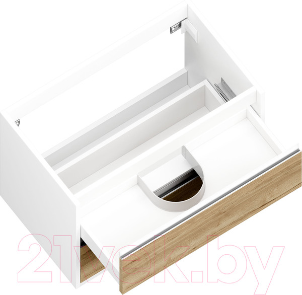Изображение товара Тумба под умывальник ЗОВ Парма 80 / P80LWP0MHMC1A-LDSPW (белый/галифакс)