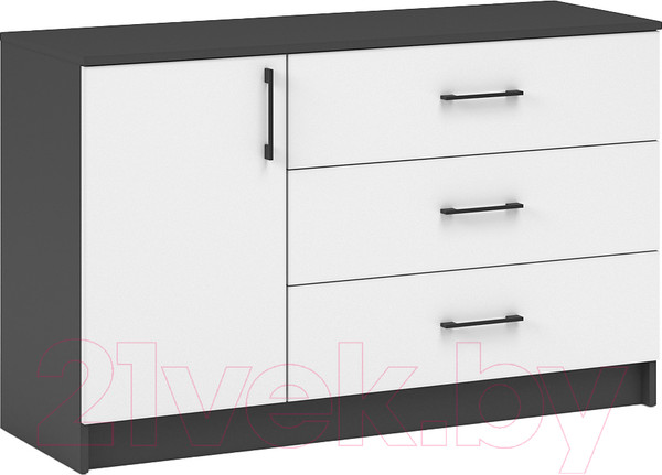 Изображение товара Тумба Империал Чикаго 1 дверь 3 ящика (антрацит/белый)