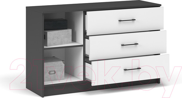 Изображение товара Тумба Империал Чикаго 1 дверь 3 ящика (антрацит/белый)