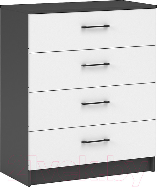 Изображение товара Комод Империал Чикаго 4 ящика (антрацит/белый)