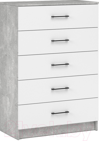 Изображение товара Комод Империал Чикаго 5 ящиков (ателье светлый/белый)