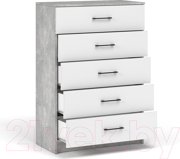 Изображение товара Комод Империал Чикаго 5 ящиков (ателье светлый/белый)