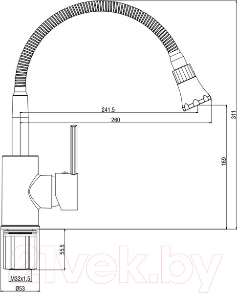 Изображение товара Смеситель Voda KLA519flexB