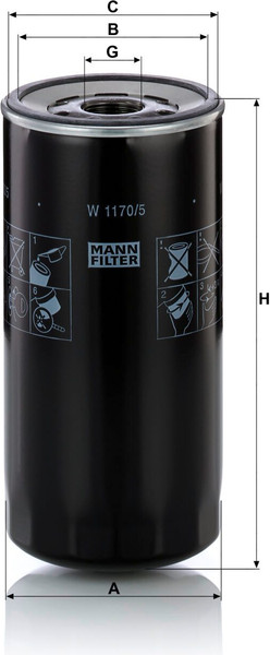 Изображение товара Масляный фильтр Mann-Filter W1170/5