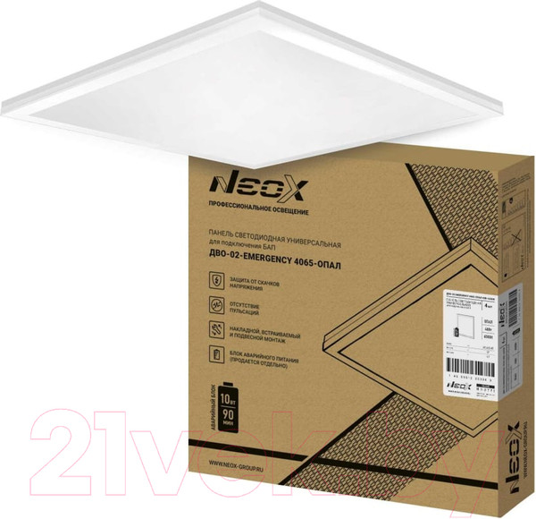 Изображение товара Панель светодиодная Neox ДВО-02-Emergency 4040-Опал / 4690612053035