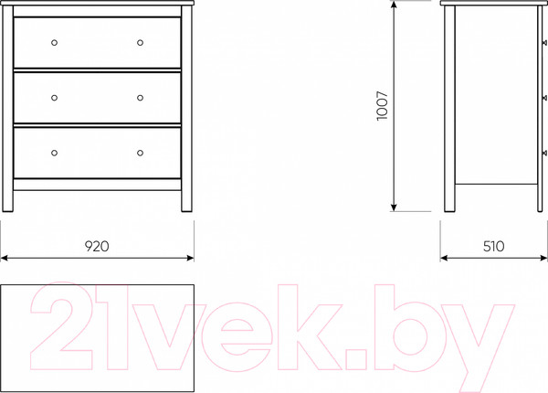 Изображение товара Комод Mio Tesoro Сага 3 ящика 2.08.02.020.1 (белый)