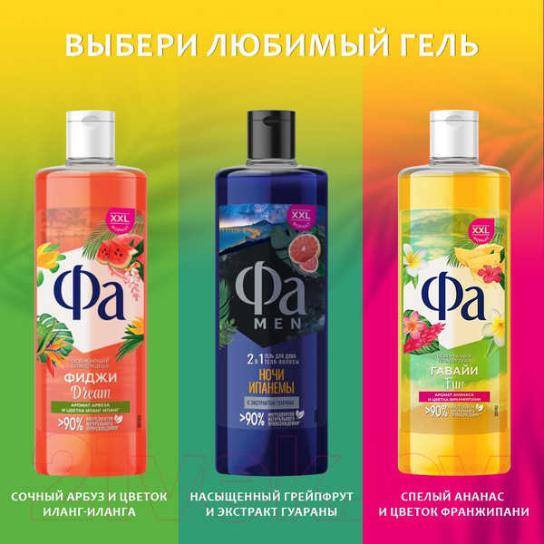 Изображение товара Гель для душа Фа Ночи Ипанемы 2 в 1 Шампунь-гель (450мл)