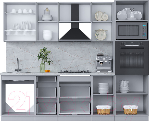 Изображение товара Кухонный гарнитур Интерлиния Мила Пластик 2.6 (дуб эпоксид/черный/кастилло темный)