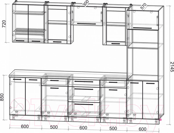 Изображение товара Кухонный гарнитур Интерлиния Мила Пластик 2.8 (дуб эпоксид/антрацит/серый каспий)