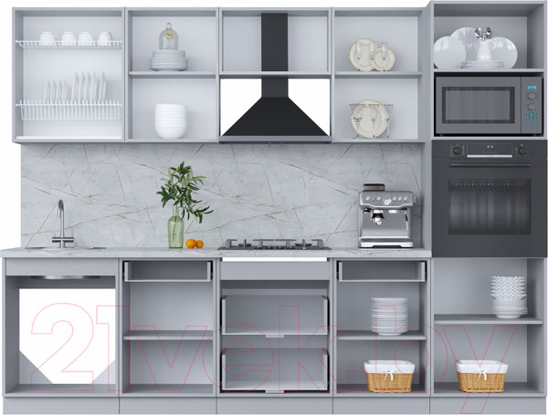 Изображение товара Кухонный гарнитур Интерлиния Мила Пластик 2.8 (дуб эпоксид/черный/кастилло темный)