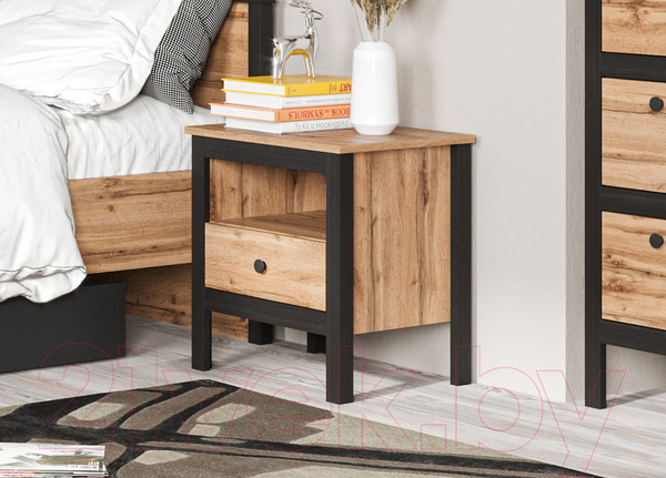 Изображение товара Прикроватная тумба Black Red White Loft KOM1S (дуб вотан/черный)
