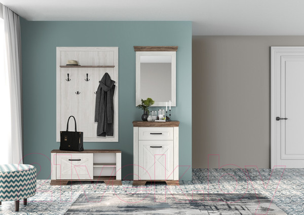 Изображение товара Тумба в прихожую Black Red White Marselle SFK1B (ясень снежный/дуб сонома темный)