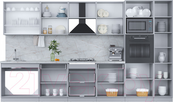 Изображение товара Кухонный гарнитур Интерлиния Мила Пластик 3.6 (дуб эпоксид/черный/кастилло темный)