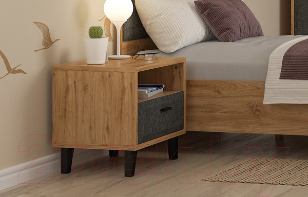 Изображение товара Прикроватная тумба Black Red White Grace KOM1S (дуб наварра/графит)