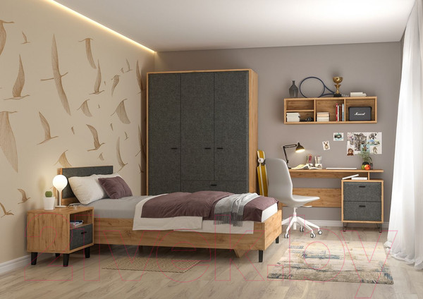 Изображение товара Прикроватная тумба Black Red White Grace KOM1S (дуб наварра/графит)