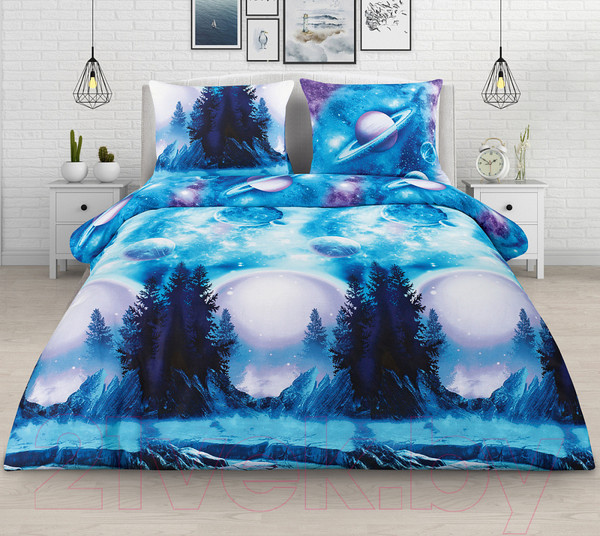 Изображение товара Комплект постельного белья Milanika Вселенная 1.5сп (бязь)