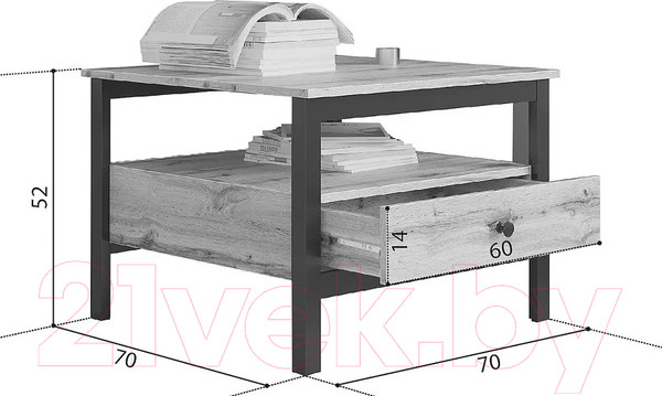 Изображение товара Журнальный столик Black Red White Loft LAW (дуб вотан/черный)