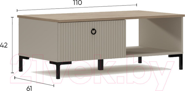 Изображение товара Журнальный столик Black Red White Domenica LAW1S (глиняный серый/дуб сильвержек ореховый)