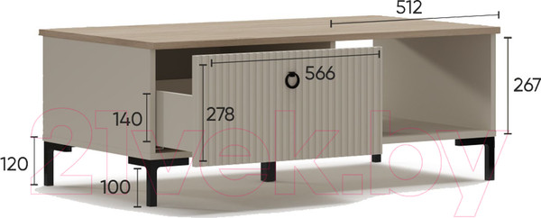Изображение товара Журнальный столик Black Red White Domenica LAW1S (глиняный серый/дуб сильвержек ореховый)