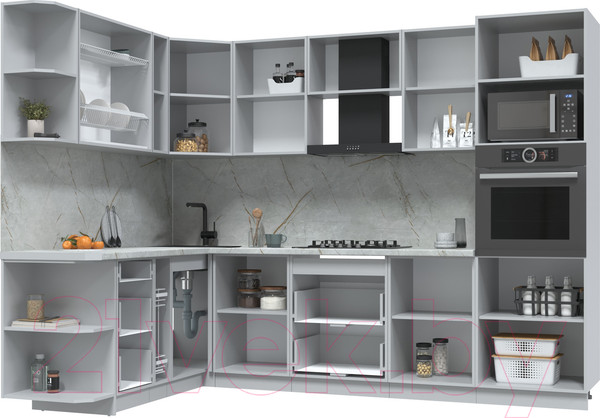 Изображение товара Кухонный гарнитур Интерлиния Берес 1.88x2.8 ВТ левая (дуб вотан/дуб вотан/серый каспий)