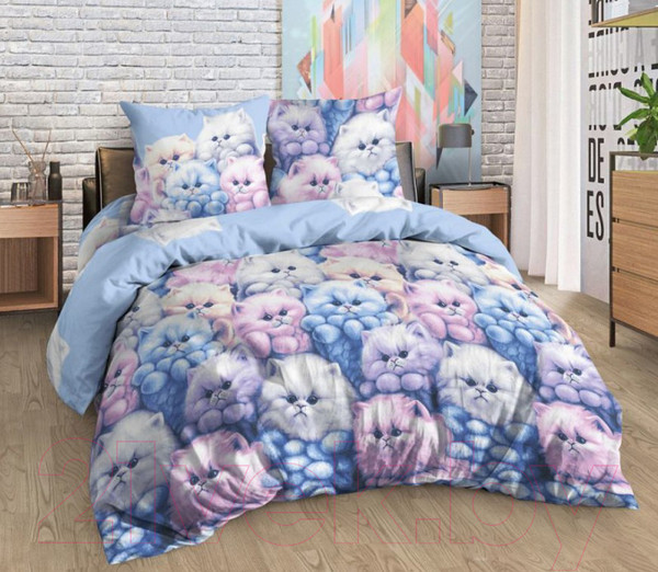 Изображение товара Комплект постельного белья Milanika Милашки 1.5сп подростковый с наволочкой 70x70 (бязь)