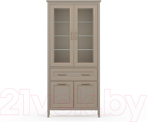 Изображение товара Шкаф с витриной Black Red White Classic REG2W2D1S (глиняный серый)