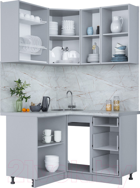 Изображение товара Кухонный гарнитур Интерлиния Мила Пластик 1.2x1.3 (дуб эпоксид/черный/кастилло темный)