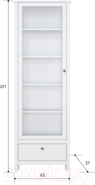 Изображение товара Шкаф с витриной Black Red White Ewa REG1W1S/65 (белый)