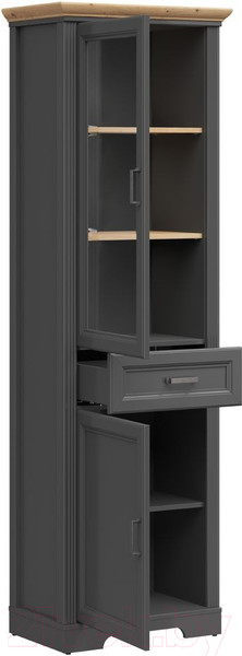 Изображение товара Шкаф с витриной Black Red White Jasmin REG1W1D1S (графит/дуб артизан)