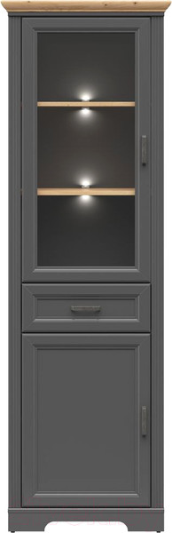 Изображение товара Шкаф с витриной Black Red White Jasmin REG1W1D1S с подсветкой (графит/дуб артизан)