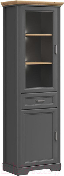 Изображение товара Шкаф с витриной Black Red White Jasmin REG1W1D1S с подсветкой (графит/дуб артизан)