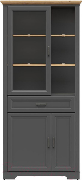 Изображение товара Шкаф с витриной Black Red White Jasmin REG1W2D1S (графит/дуб артизан)
