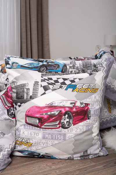 Изображение товара Комплект постельного белья Milanika Форсаж 1.5сп подростковый с наволочкой 70x70 (бязь)