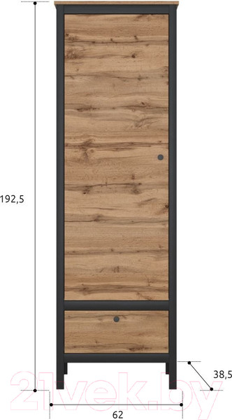 Изображение товара Шкаф Black Red White Loft REG1D1S (дуб вотан/черный)