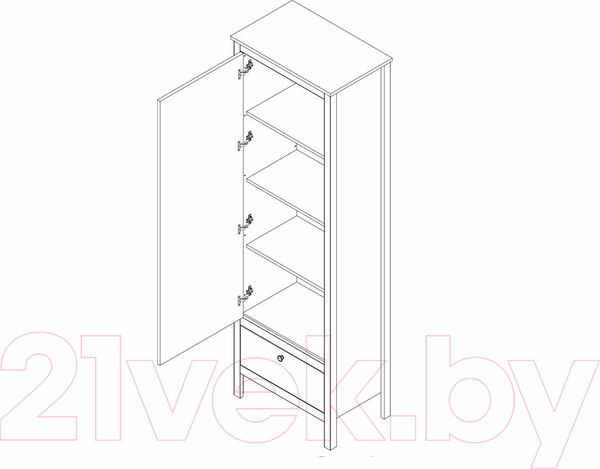 Изображение товара Шкаф Black Red White Loft REG1D1S (дуб вотан/черный)