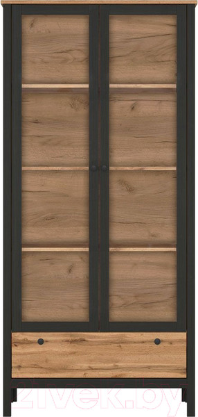 Изображение товара Шкаф с витриной Black Red White Loft REG2W1S (дуб вотан/черный)