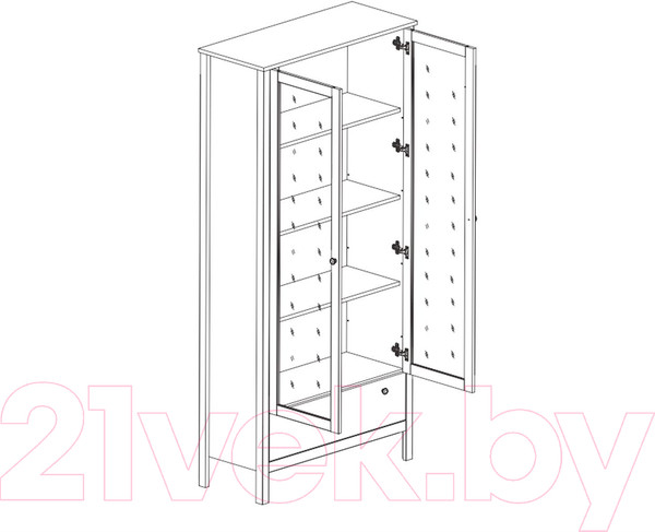 Изображение товара Шкаф с витриной Black Red White Loft REG2W1S (дуб вотан/черный)