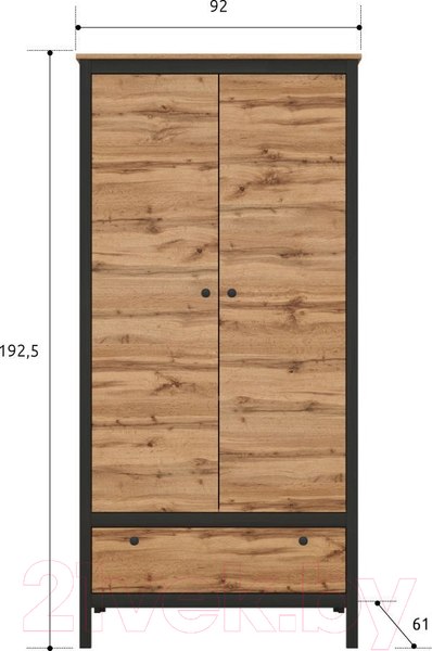 Изображение товара Шкаф Black Red White Loft SZF2D1S (дуб вотан/черный)