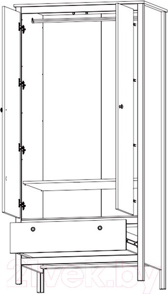 Изображение товара Шкаф Black Red White Loft SZF2D1S (дуб вотан/черный)