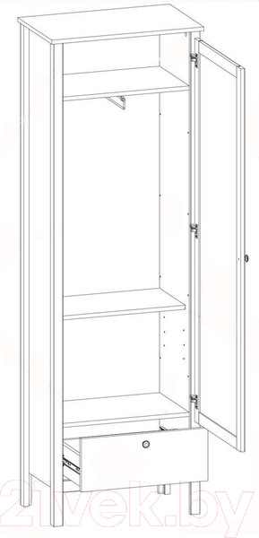 Изображение товара Шкаф Black Red White Loft SZF1W1S/60 (дуб вотан/черный)