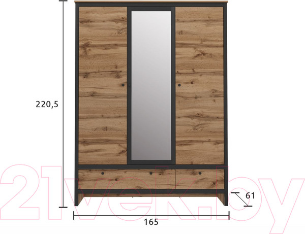 Изображение товара Шкаф Black Red White Loft SZF3D2S (дуб вотан/черный)