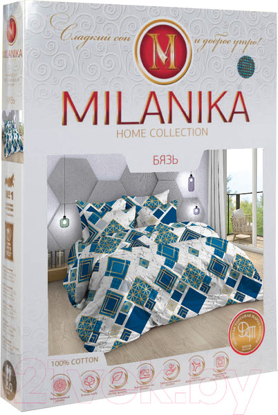 Изображение товара Комплект постельного белья Milanika Плутон 2сп с европростыней (бязь)