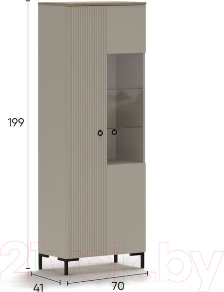 Изображение товара Шкаф с витриной Black Red White Domenica REG1D1W (глиняный серый/дуб сильвержек ореховый)