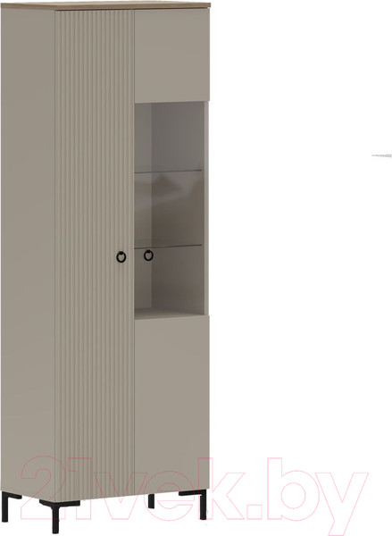 Изображение товара Шкаф с витриной Black Red White Domenica REG1D1W с подсветкой (глиняный серый/дуб сильвержек ореховый)