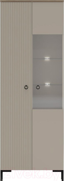 Изображение товара Шкаф с витриной Black Red White Domenica REG1D1W с подсветкой (глиняный серый/дуб сильвержек ореховый)
