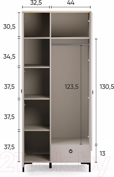 Изображение товара Шкаф Black Red White Domenica SZF2D1S (глиняный серый/дуб сильвержек ореховый)