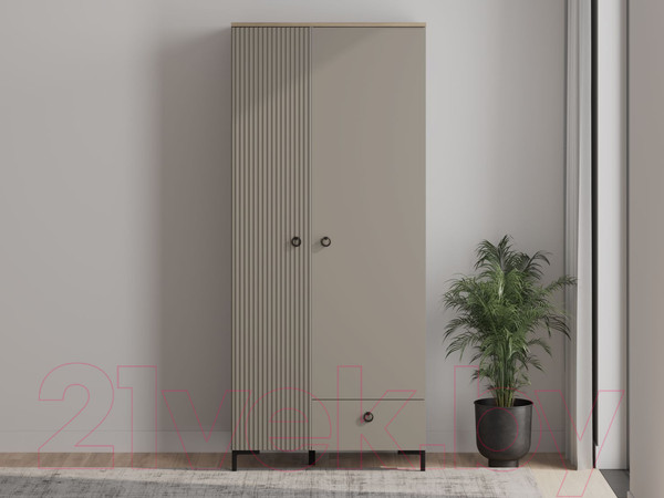 Изображение товара Шкаф Black Red White Domenica SZF2D1S (глиняный серый/дуб сильвержек ореховый)