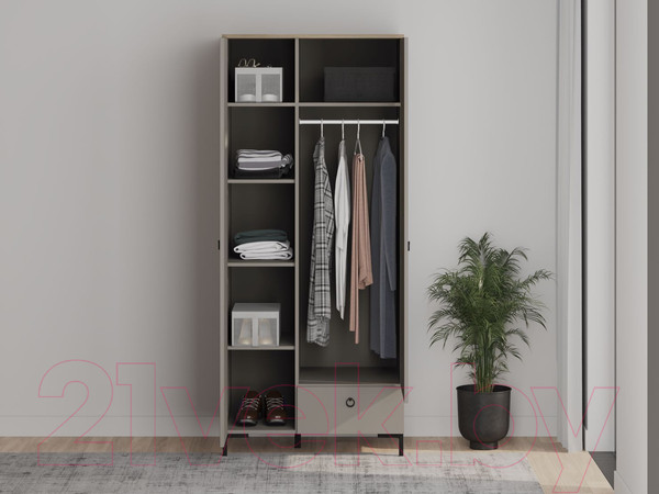 Изображение товара Шкаф Black Red White Domenica SZF2D1S (глиняный серый/дуб сильвержек ореховый)